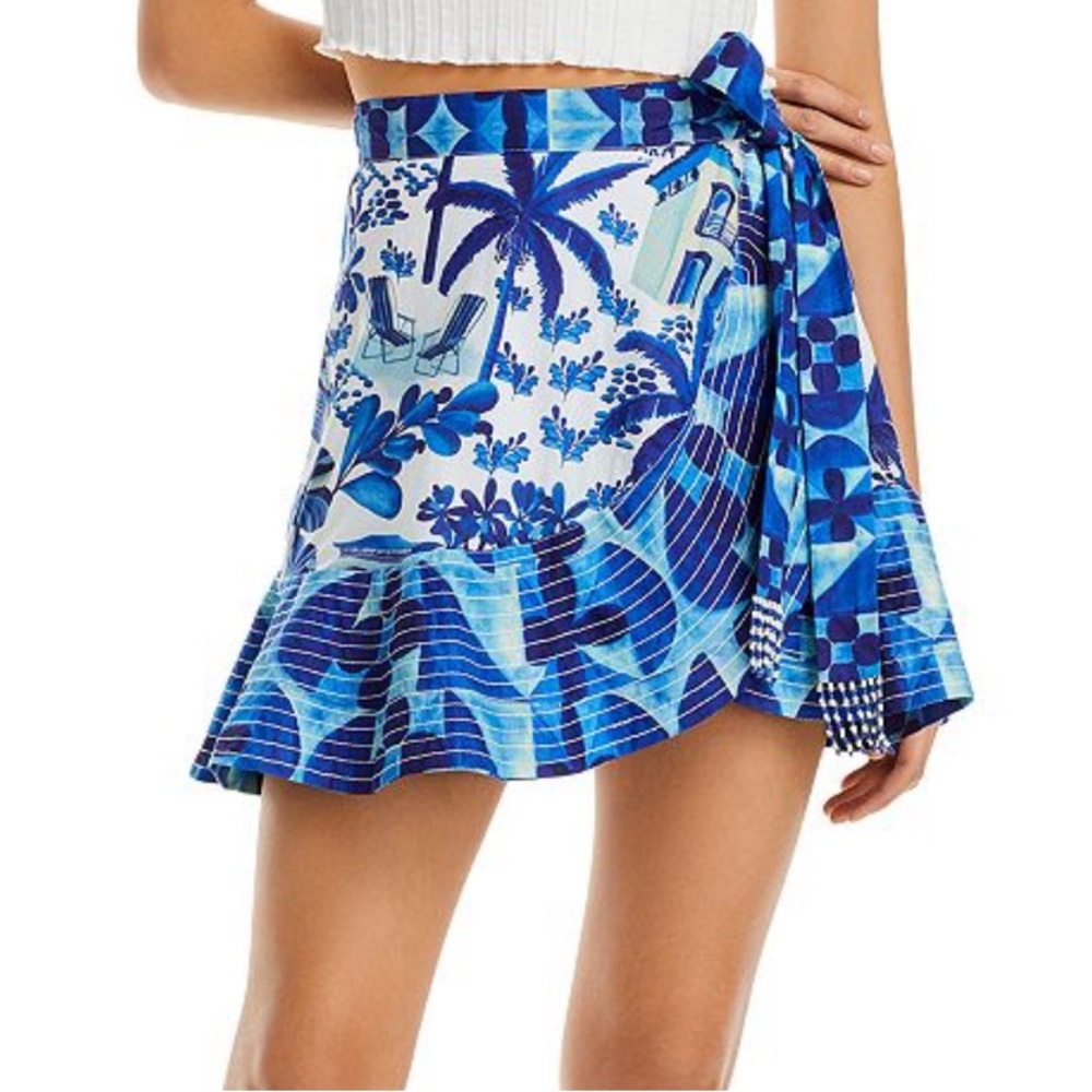 NWT Farm Rio Sweet Rio blue and white mini skirt